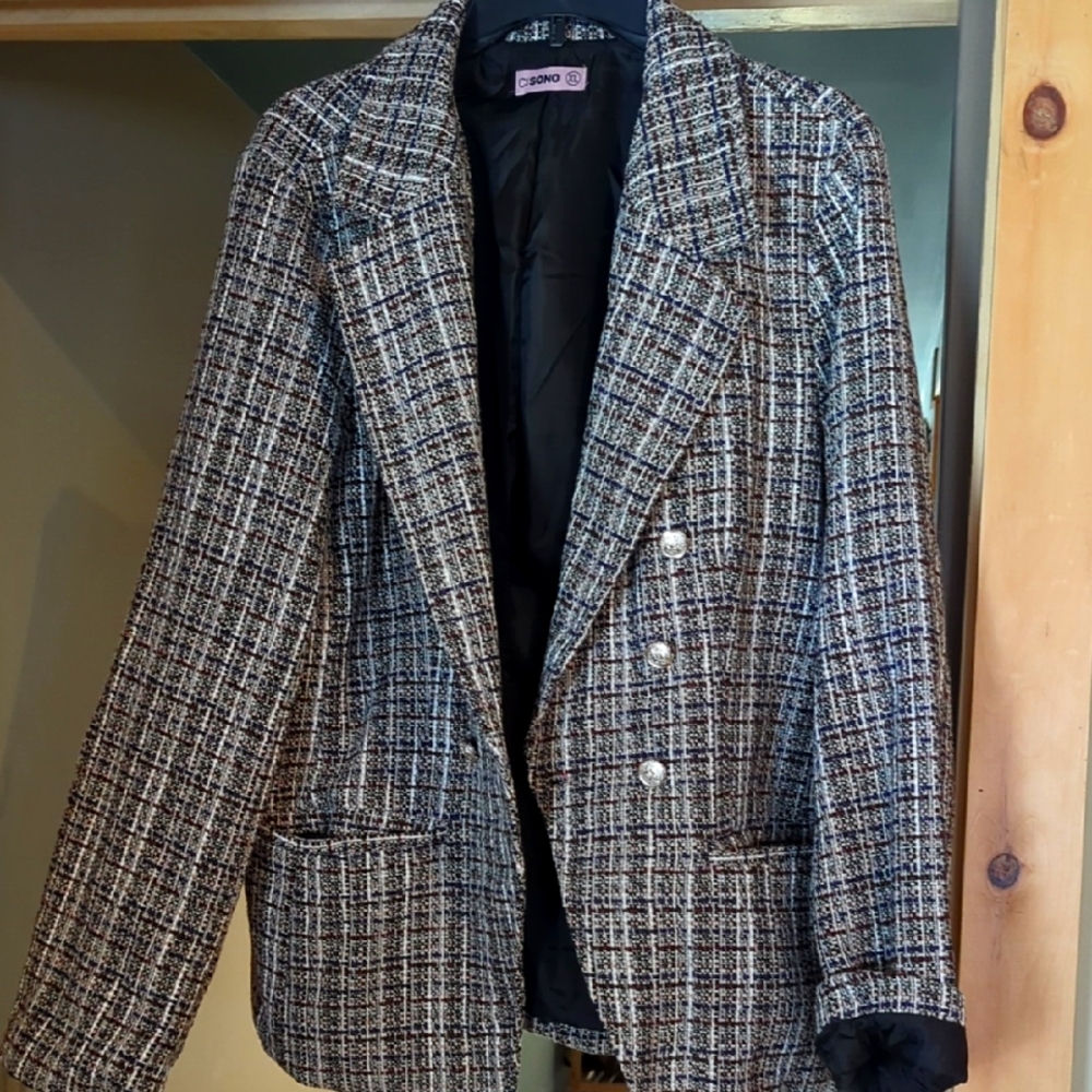 Black/Grey Plaid Women's Jacket by Ci Sono XL